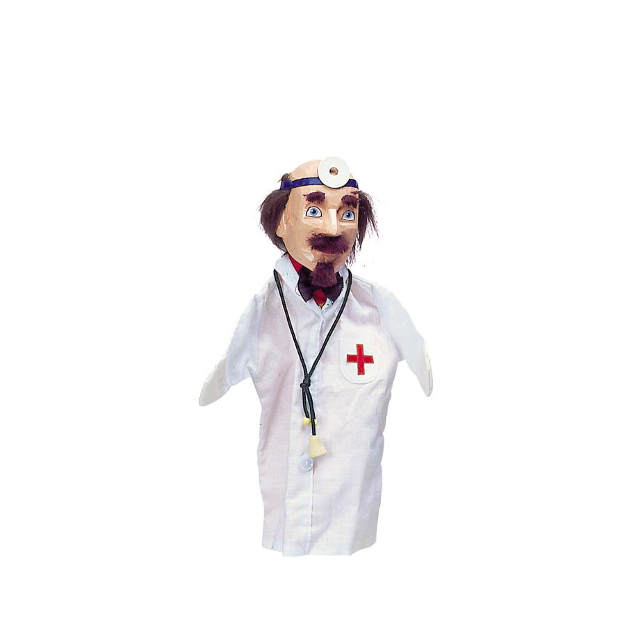 Maňásek s dřevěnou hlavičkou - doktor