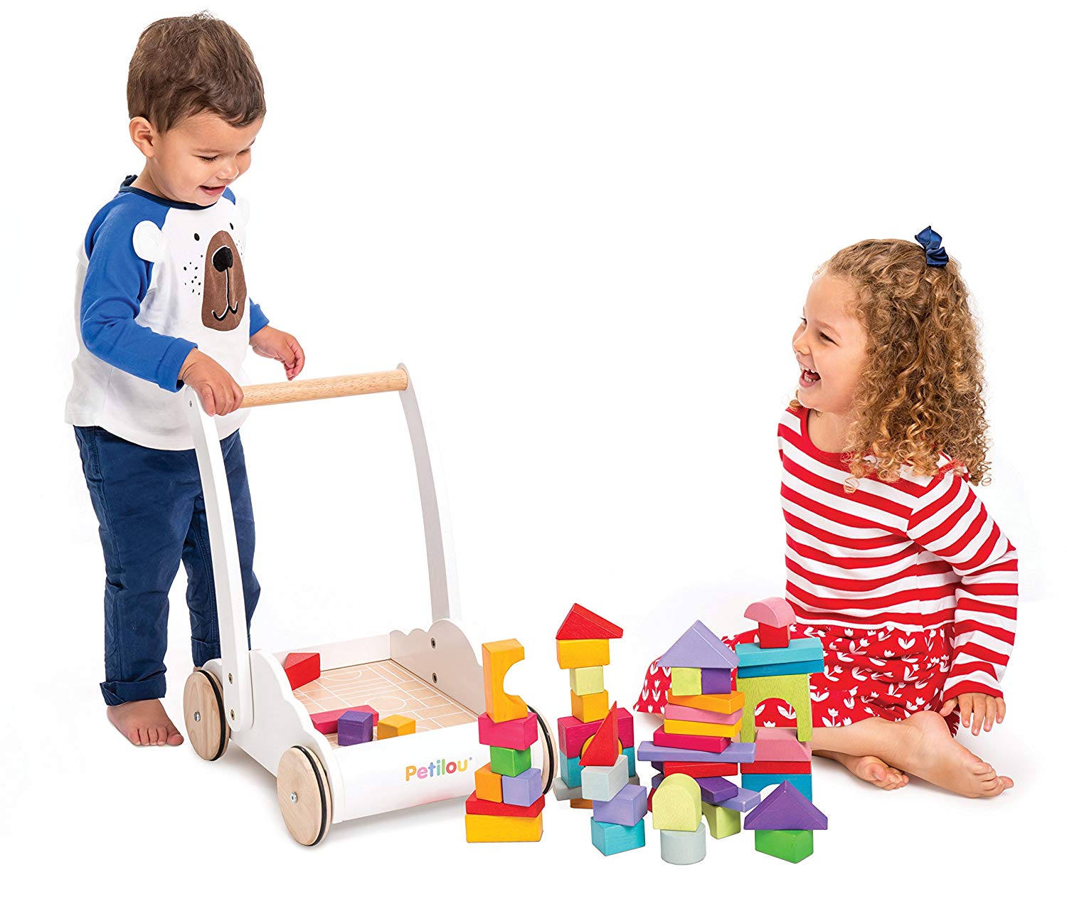 Le Toy Van dřevěný vozík s duhovými kostkami