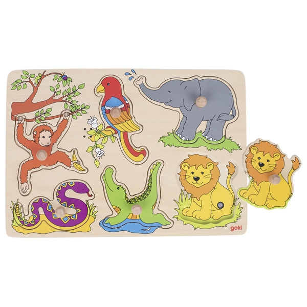 Goki Dřevěné puzzle - ZOO se zvuky