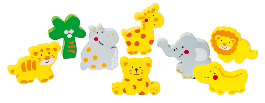 Goki Dřevěné multifunkční vkládací puzzle - ZOO