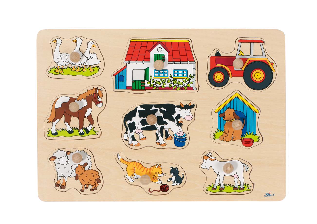 Goki Dřevěné puzzle - farma