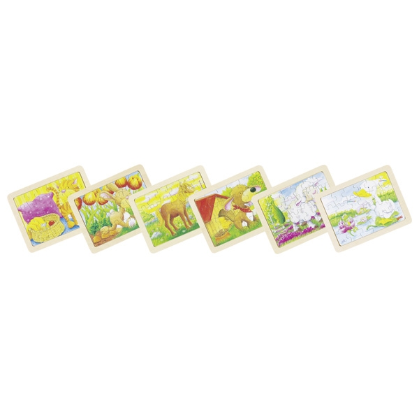 Goki Dřevěné puzzle - Zvířátka, 6ks