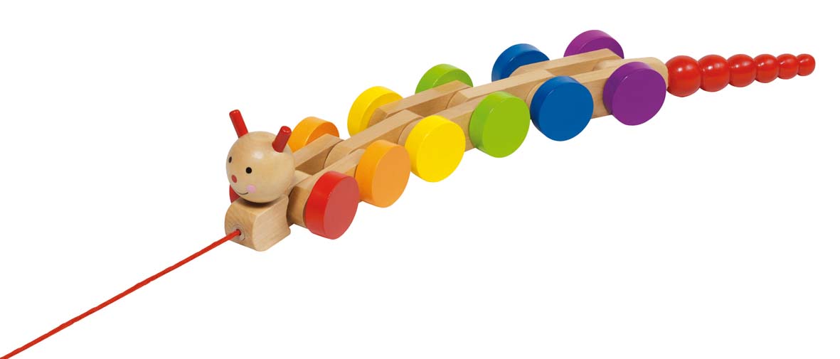 Goki Dřevěná tahací housenka Nila