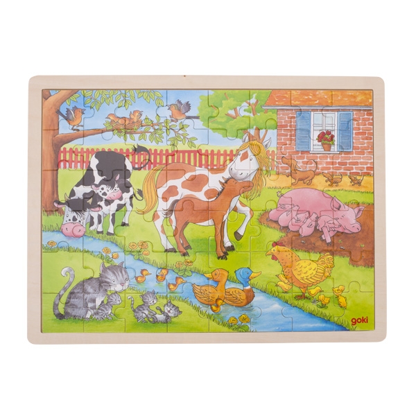Goki Dřevěné puzzle - život na farmě