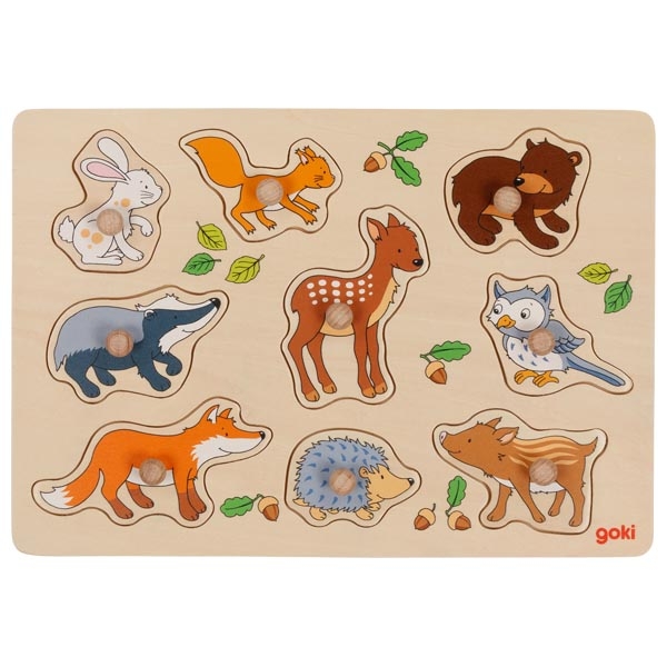 Goki Dřevěné puzzle - lesní zvířátka