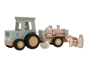 Little Dutch dřevěný traktor s přívěsem Farma