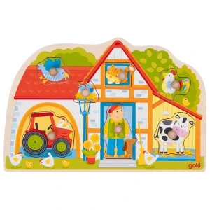 Goki Dřevěné vkládací puzzle - na statku