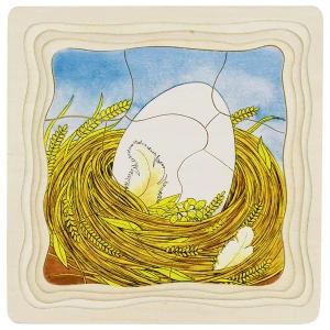 Goki Dřevěné vícevrstvé vývojové puzzle - slepice