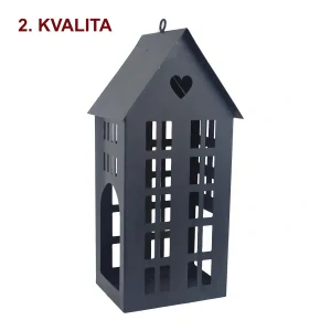 Kovový domeček na svíčku černý- 2. jakost