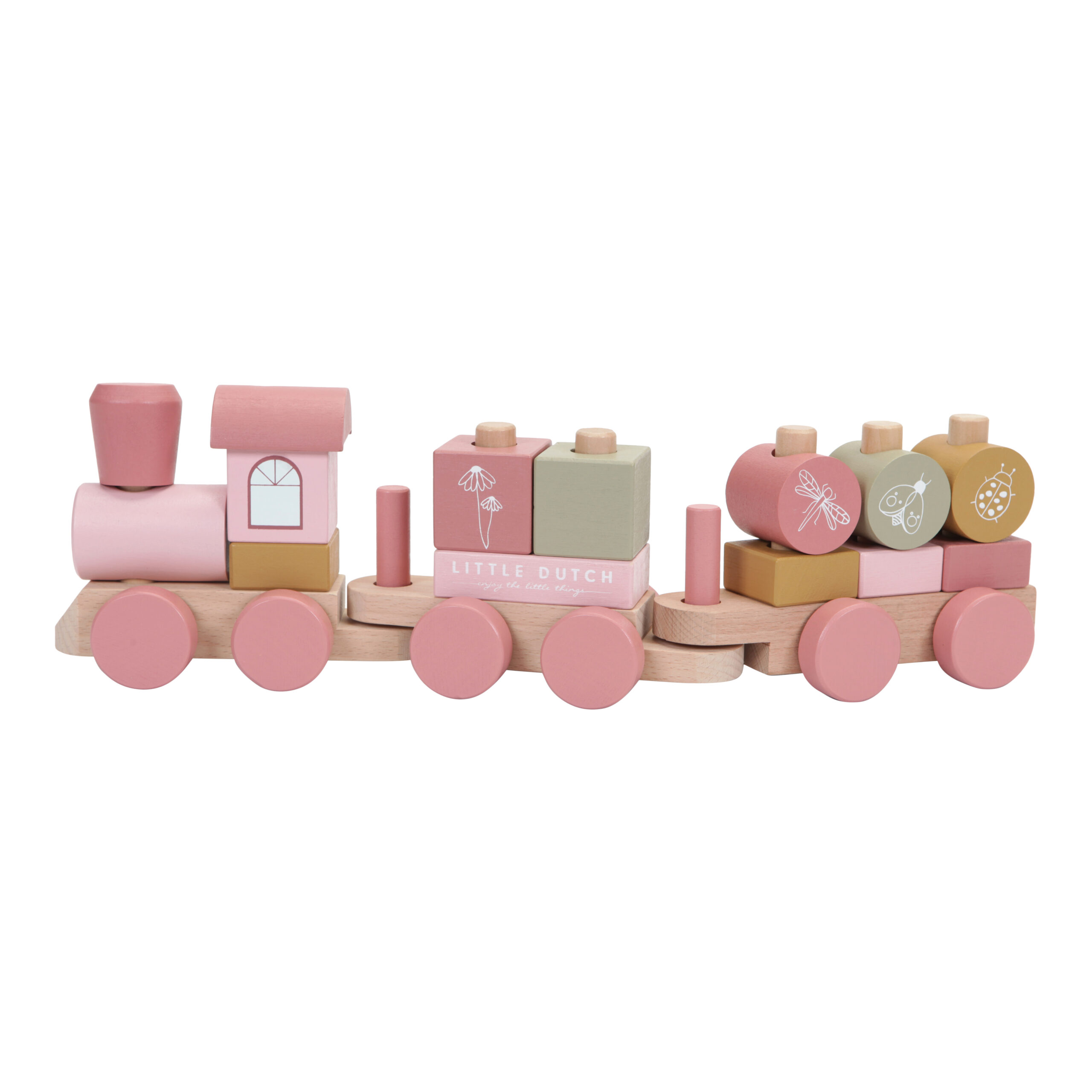 Little Dutch dřevěný vláček s kostkami pink
