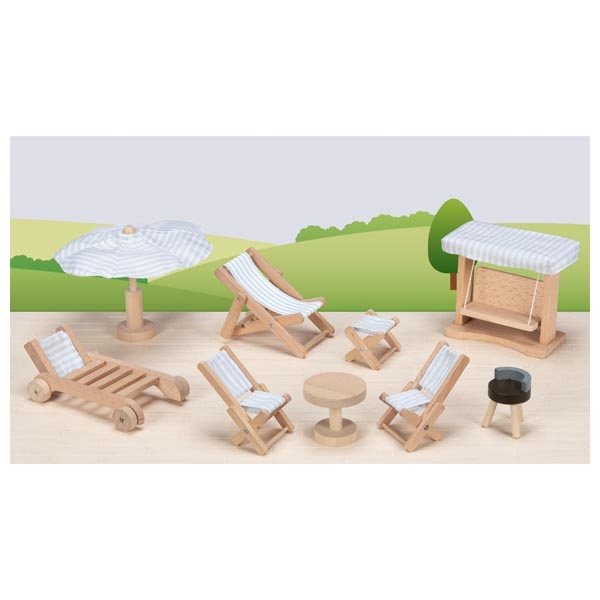 Goki Dřevěný nábytek do domečků Style - zahradní nábytek