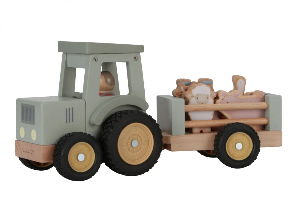 Little Dutch dřevěný traktor s přívěsem Farma