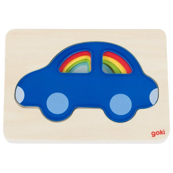 Goki Dřevěné puzzle vícevrstvé - auto
