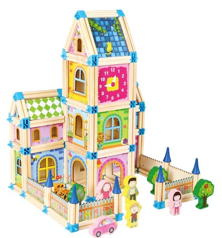 Dřevěná stavebnice Zámek barevný