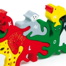 Dřevěné puzzle - zvířátka s abecedou a číslicemi