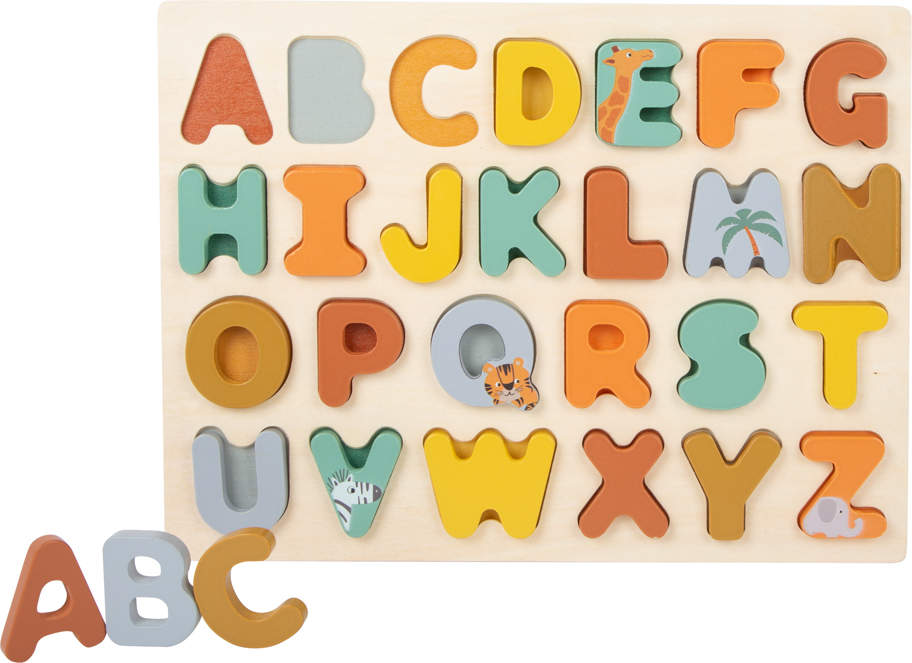 Dřevěné puzzle - písmenka Safari