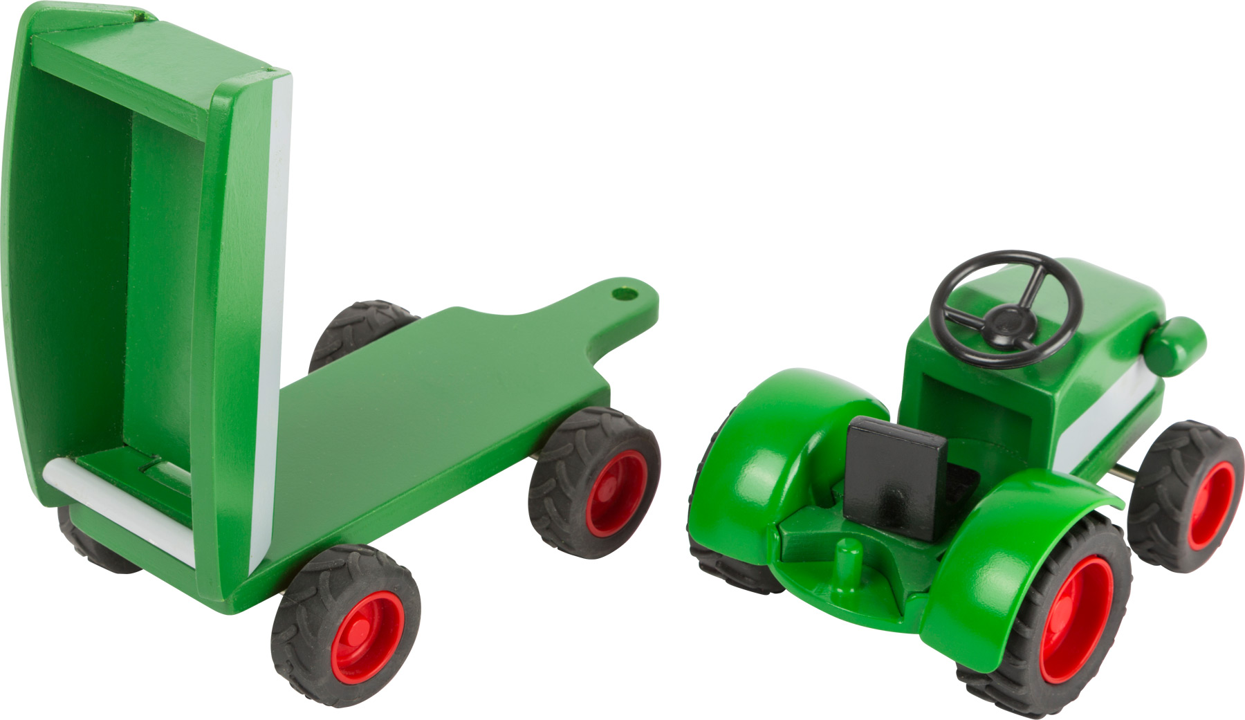 Dřevěný traktor s vlečkou
