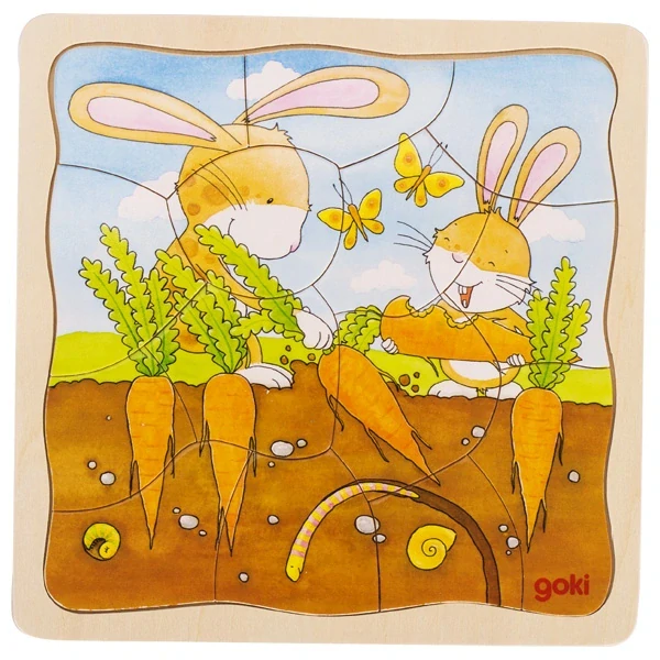 Goki Dřevěné vícevrstvé vývojové puzzle - zeleninový záhonek-