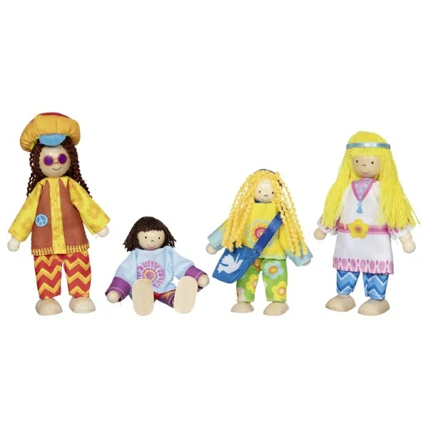 Goki Dřevěné panenky - Hippie rodinka