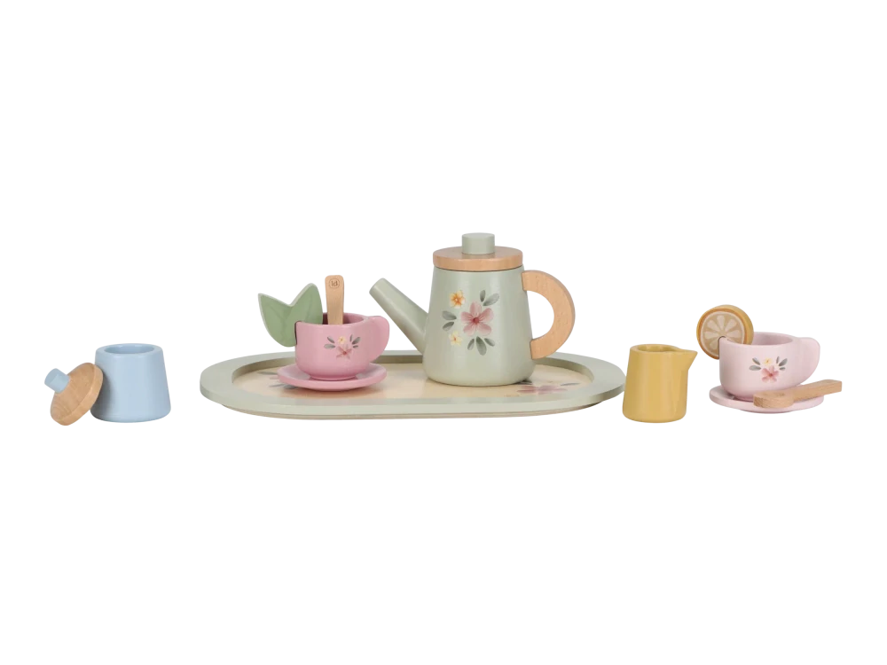 Little Dutch Čajový set dřevěný s květinovým potiskem