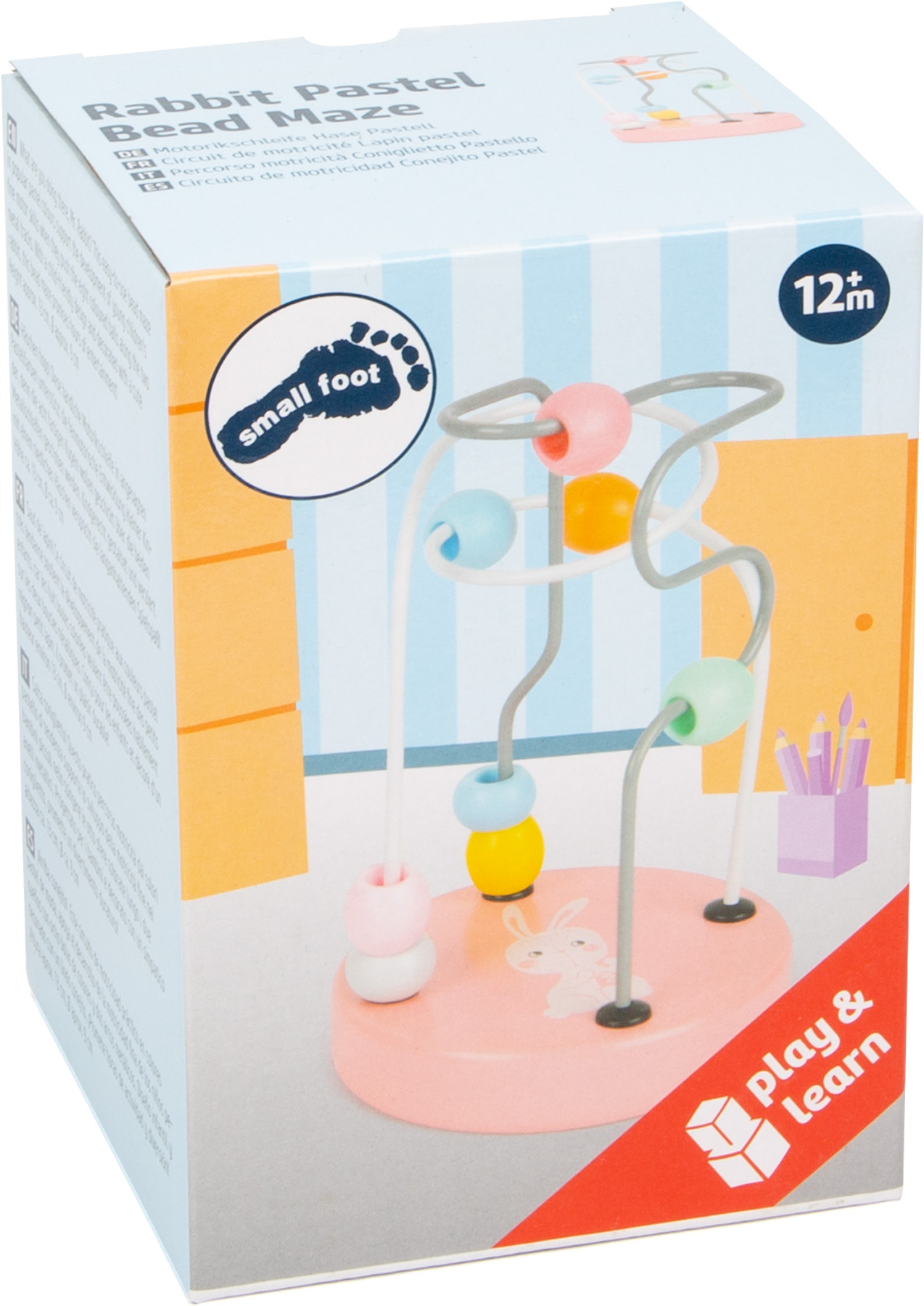 Dřevěný motorický labyrint pastelový Králíček