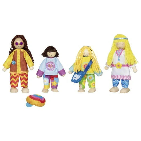 Goki Dřevěné panenky - Hippie rodinka