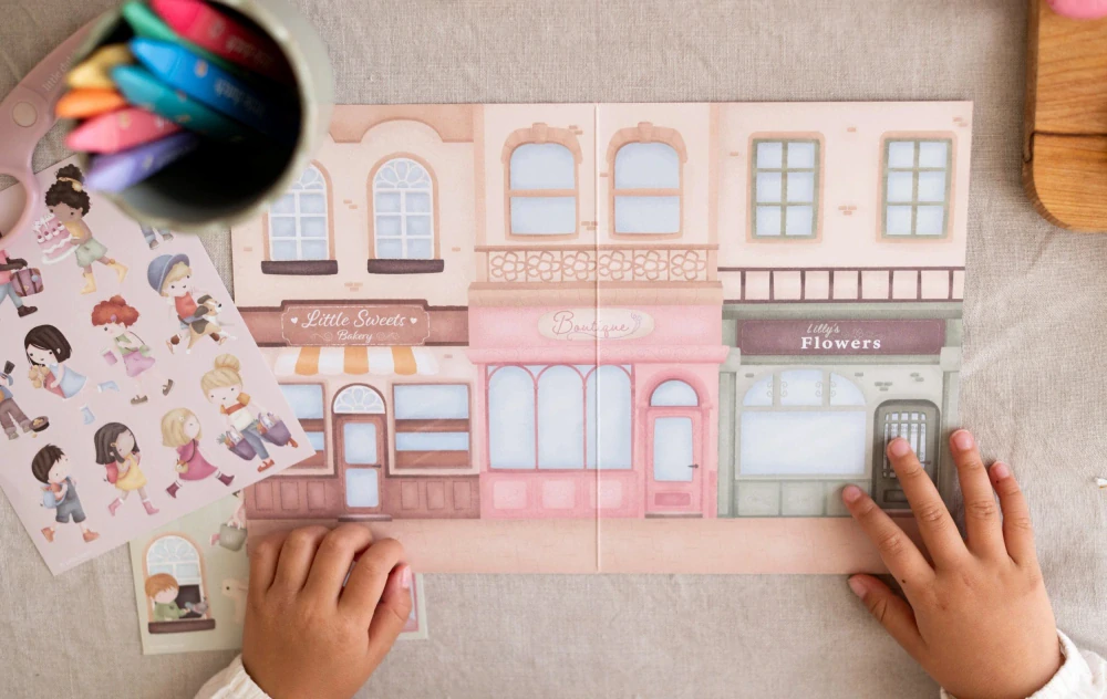  Little Dutch Knížka se samolepkami Nakupování Rosa 