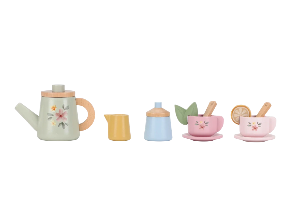 Little Dutch Čajový set dřevěný s květinovým potiskem