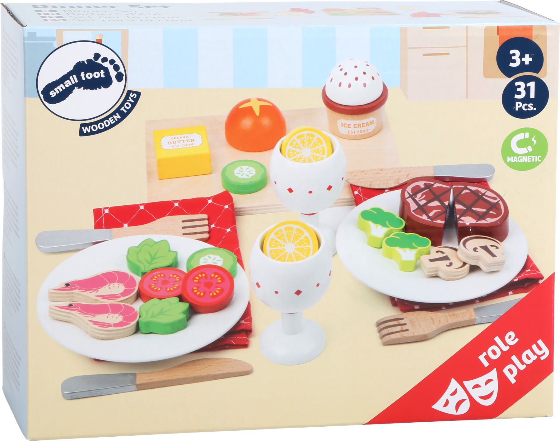 Dřevěný set - večeře 31 kusů