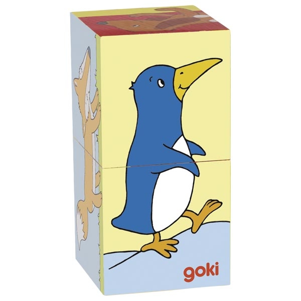 Goki Dřevěné obrázkové kostky zvířátka 2 díly