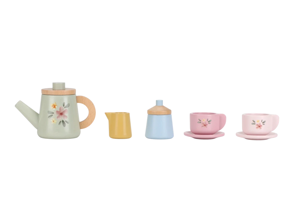 Little Dutch Čajový set dřevěný s květinovým potiskem