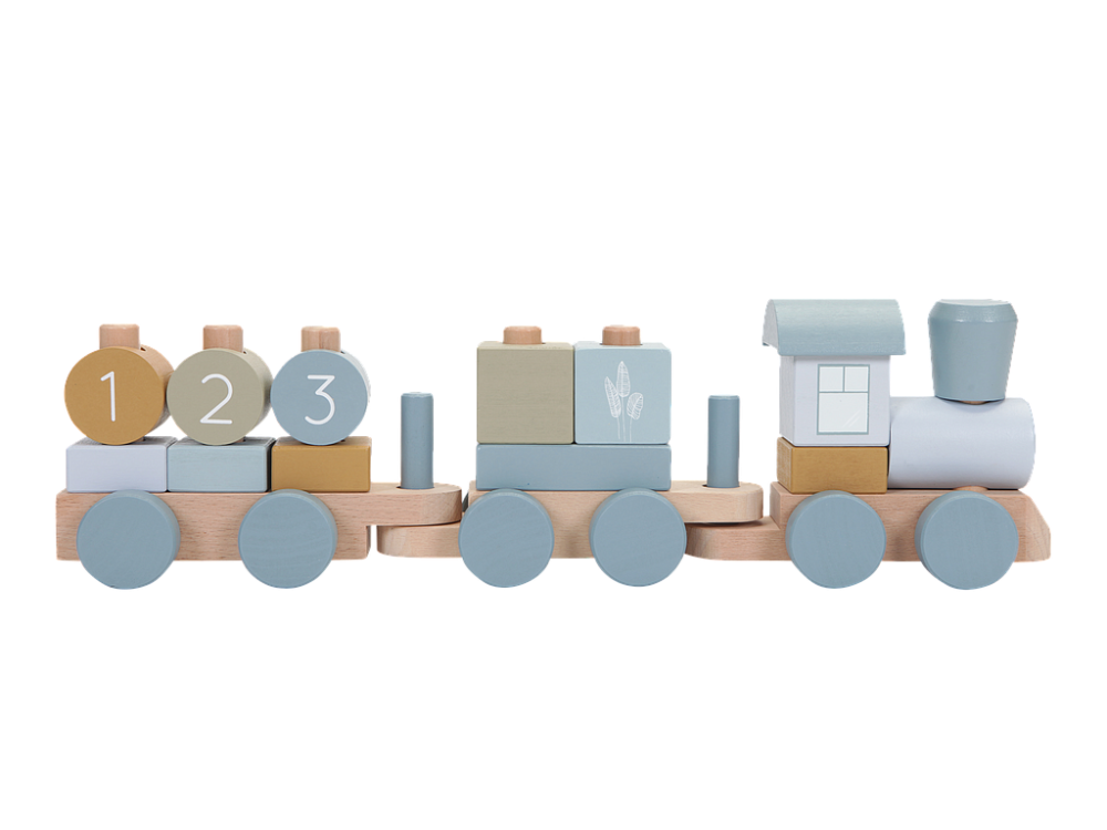 Little Dutch dřevěný vláček s kostkami blue