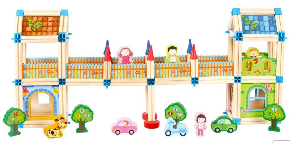 Dřevěná stavebnice Zámek barevný